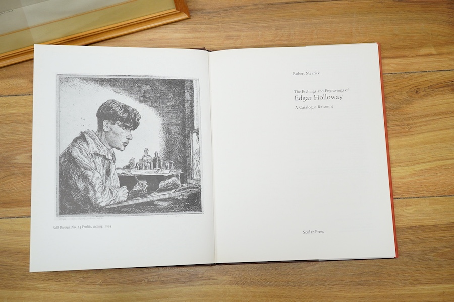 Edgar Holloway (1914-2008), etching, ‘Virginia Woolf’, signed and inscribed in pencil together with a hardback book, The Etchings and engravings of Edgar Holloway by Robert Meyrick, 25.5 x 20cm. Condition - good, edges a